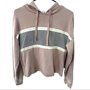 Stripped Long Sleeve Extended Cropped Hoodie